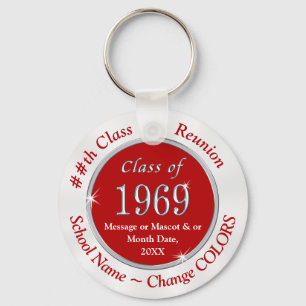Red White Cheap Class of 1969 Gifts, Personalised Key Ring