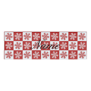 Red/white check snowflake pattern Thunder_Cove Name Tag