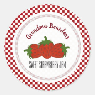 Red White Checked Strawberry Personalised Labels
