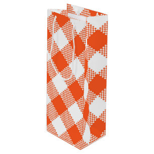 RED & WHITE CHECKERED PLAID PATTERN WINE GIFT BAG