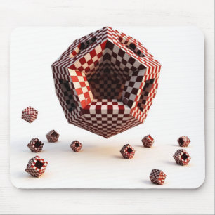 Red & White Chequerboard Geometric Objects Mouse Mat