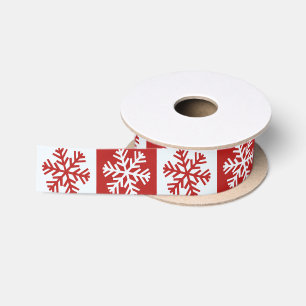 Red white chequerboard snowflake ribbon satin ribbon