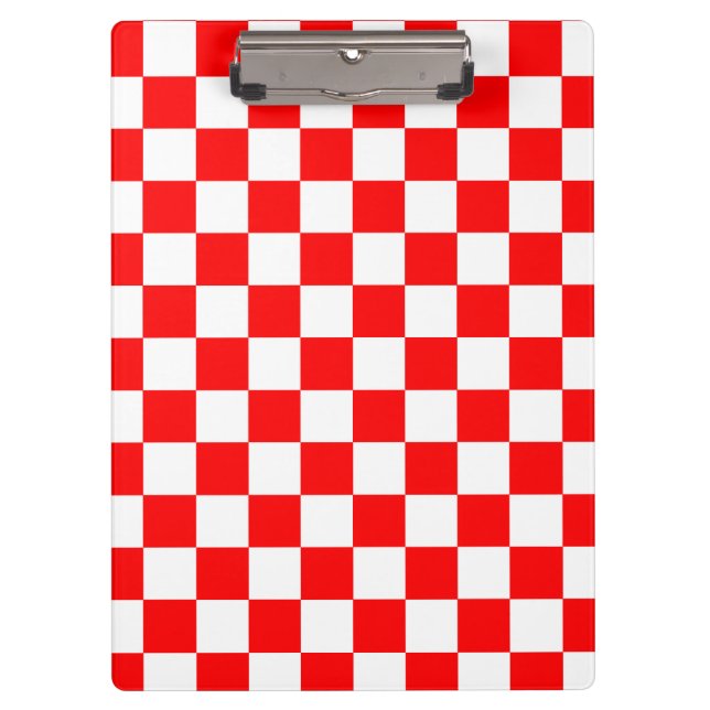 Red White Chequered Check Pattern Clipboard (Front)
