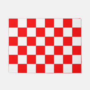 Red White Chequered Check Pattern Doormat