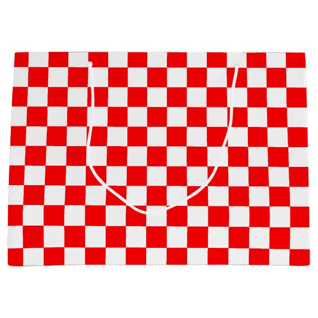 Red White Chequered Check Pattern Large Gift Bag (Front)