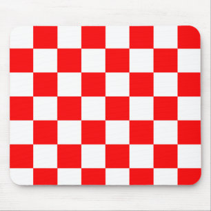 Red White Chequered Check Pattern Mouse Mat
