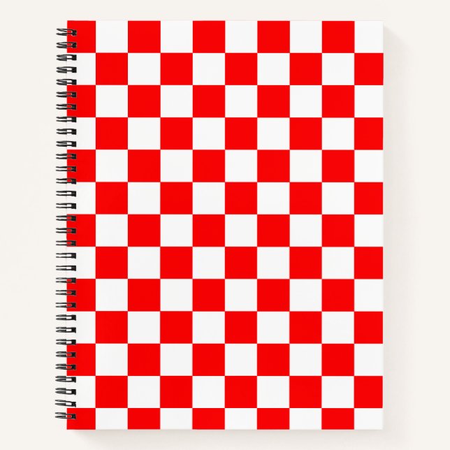 Red White Chequered Check Pattern Notebook (Front)