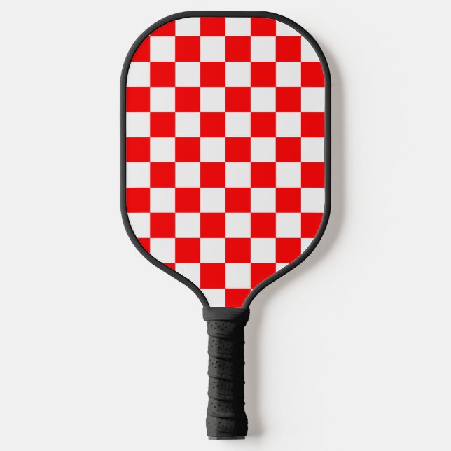 Red White Chequered Check Pattern Pickleball Paddle (Front)