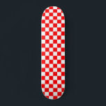 Red White Chequered Check Pattern Skateboard<br><div class="desc">Red and White Check Chequered Geometric Squares Pattern Design</div>