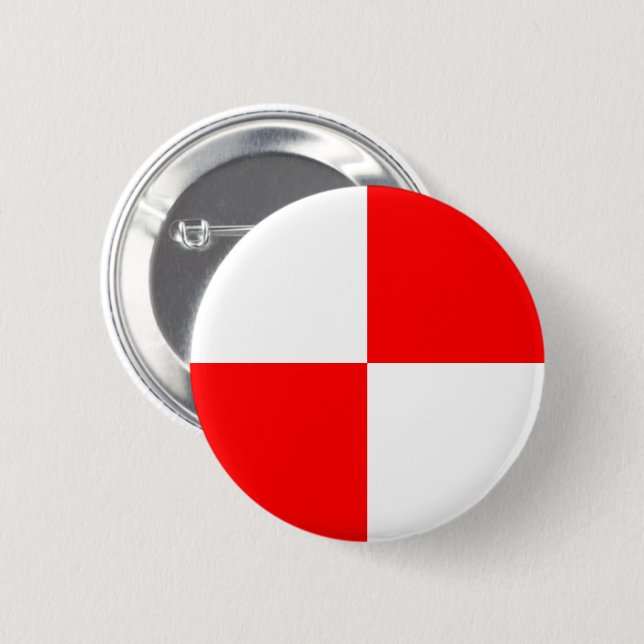 Red White Chequered Pattern Simple Square 6 Cm Round Badge (Front & Back)