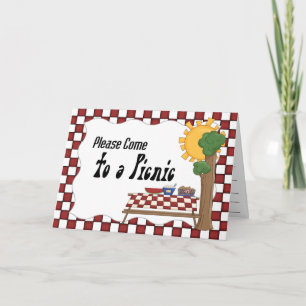 Red White Chequered Traditional Picnic Invitation