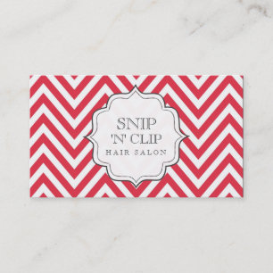 Red & White Chevron Stripes Hair Stylist Cards