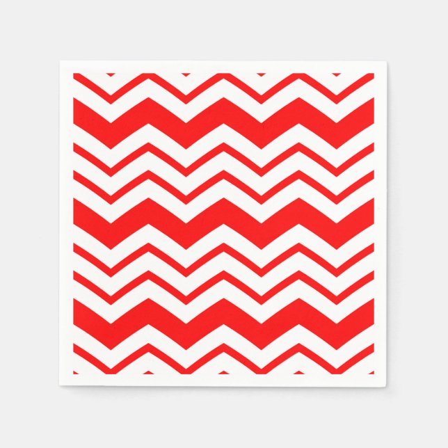 Red White Chevron Zigzag Pattern Design  Napkin (Front)