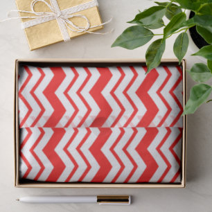 Red White Chevron Zigzag Pattern Design  Tissue Paper