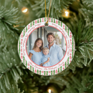 Red & White Chinoiserie Garland Grandmillennial Ceramic Tree Decoration