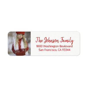 Red White Christmas Add PHOTO Return Address