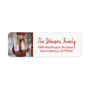 Red White Christmas Add YOUR PHOTO Return Address