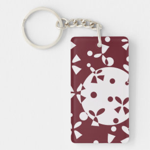 Red White Christmas Bells Holiday Pattern Key Ring