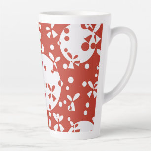 Red White Christmas Bells Holiday Pattern Latte Mug
