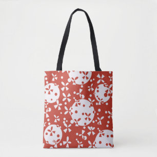 Red White Christmas Bells Holiday Pattern Tote Bag