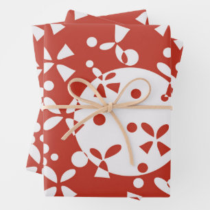 Red White Christmas Bells Holiday Pattern Wrapping Paper Sheet