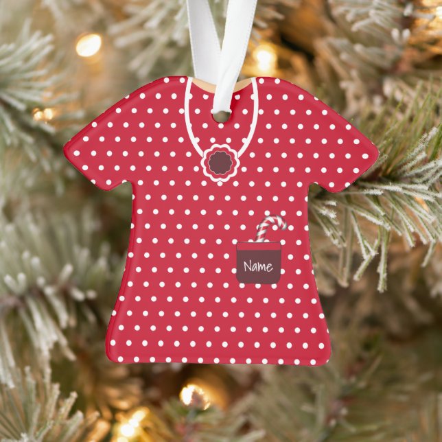 Red & White Christmas Candy Dress Personalised Ornament (Tree)