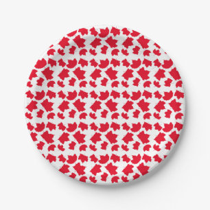 Red White Christmas Fall Leaves Holiday Party 2020 Paper Plate