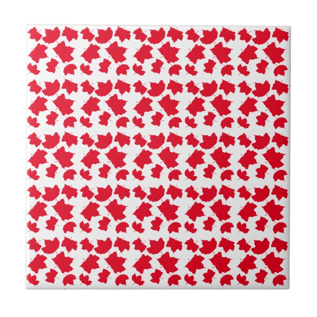 Red White Christmas Fall Leaves Holiday Party Cool Tile (Front)