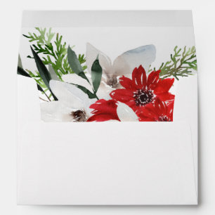 Red & White Christmas Floral Envelope