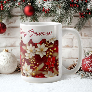 Red White Christmas Floral Pattern#17 ID1009 Coffee Mug
