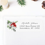 Red & White Christmas Floral Return Address Label<br><div class="desc">Complete your invitations or greeting cards with your Red & White Christmas Floral Return Address Labels.

To use the address label- choose from two cursive fonts,  a print font,  or long name font for the name. You can use a 3rd line for the address in the address place.</div>