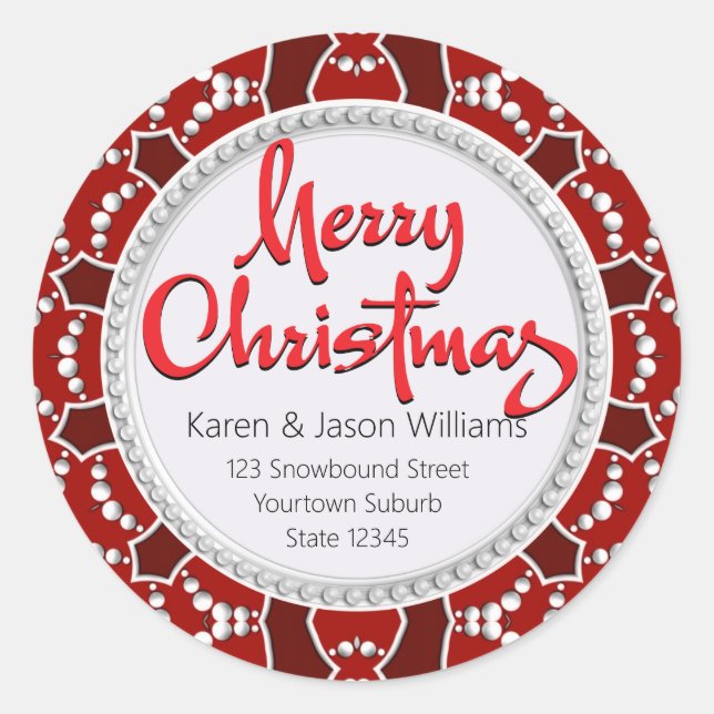 Red White Christmas Gift/Seals Sticker (Front)