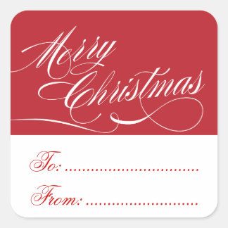 RED WHITE CHRISTMAS GIFT TAG STICKERS