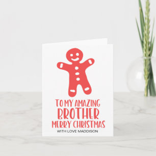 Red & White Christmas Greeting Card for My Brother