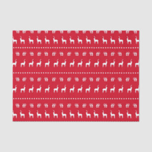 Red White Christmas Holiday Reindeer & Gifts Tissue Paper