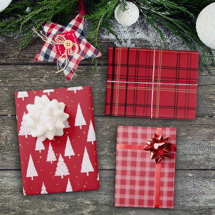 Red White Christmas Holiday Wrapping Paper Sheets