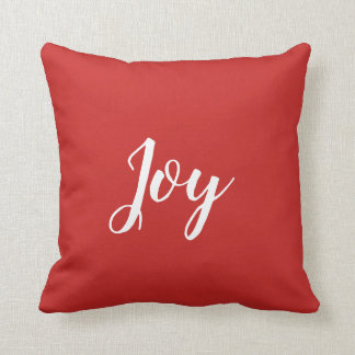 Red White Christmas Joy Decor Throw Pillow