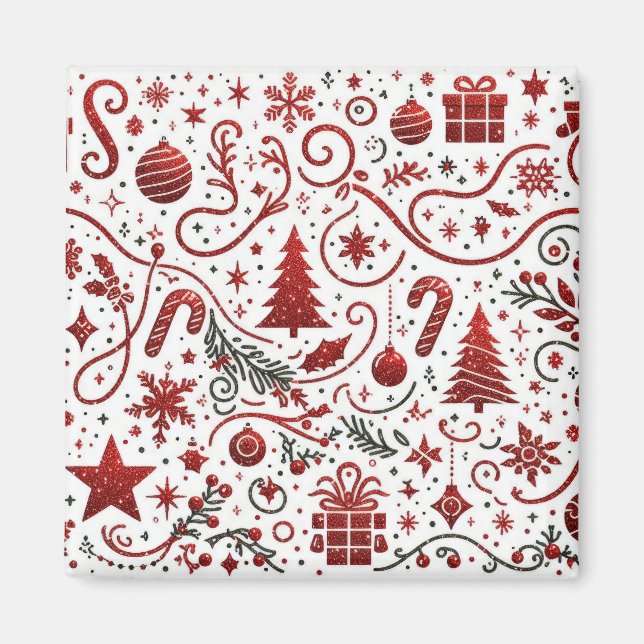  Red White Christmas Magnet (Front)