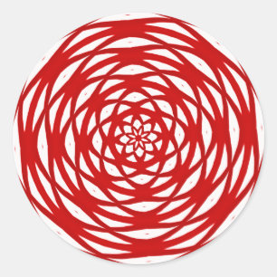 Red White Christmas Modern Circle Design Pattern Classic Round Sticker
