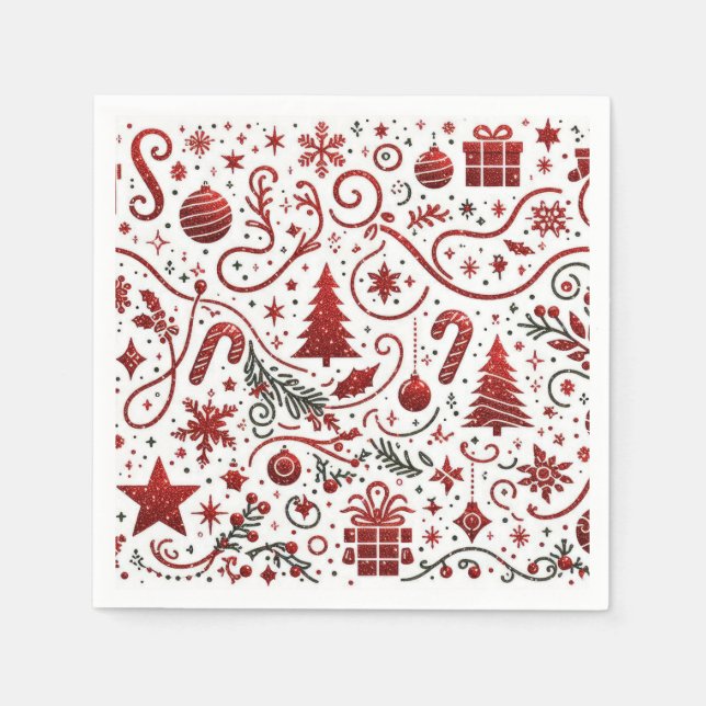  Red White Christmas Napkin (Front)