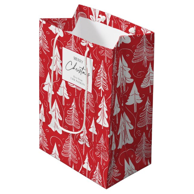 Red White Christmas Pattern#6 ID1009 Medium Gift Bag (Front Angled)