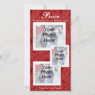 Red White Christmas Peace 3 Photo Cards