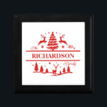 Red White Christmas Personalised Family Name Gift Box<br><div class="desc">Red white Christmas family name custom name monogram holiday wooden gift box. Elevate your Christmas gift wrapping with this personalised gift box. This custom family name gift box adds a unique touch to your holiday gift wrapping and makes for a thoughtful and cherished family keepsake.</div>