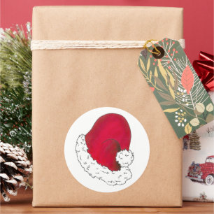 Red White Christmas Santa Father Christmas Hat Classic Round Sticker