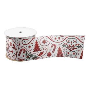 Red White Christmas Satin Ribbon