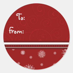 Red White Christmas Snowflake Gift Tags
