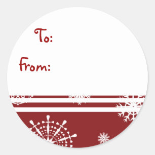 Red White Christmas Snowflake Gift Tags