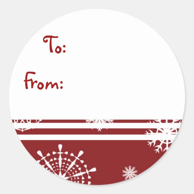 Red White Christmas Snowflake Gift Tags (Front)