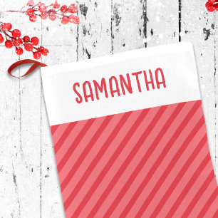 Red White Christmas Stripes Personalised Small Christmas Stocking