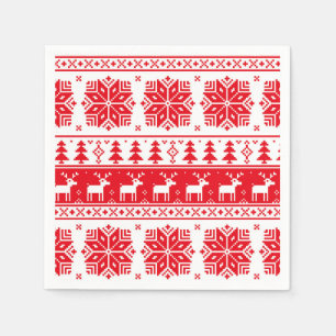Red & White Christmas Sweater Pattern Paper Napkin